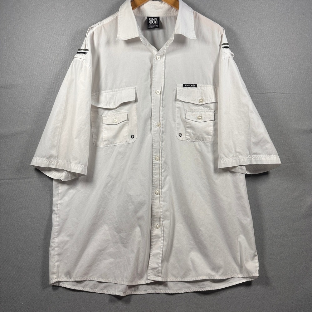 Enyce Mens 4X White Short Sleeve Button Down Utility Shirt